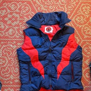 Navy and Red Puffer Vest by (unknown) - Insulated Men's Sleeveless Jacket